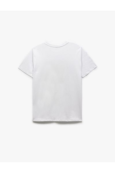 Koton Tricou alb din bumbac cu mânecă scurtă cu imprimeu leopard 5sak50094ek