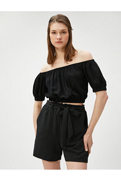 Koton Ελαστική Crop Μπλούζα Off Shoulder