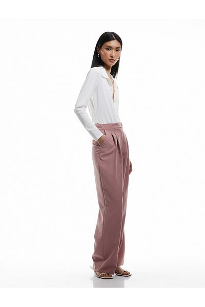 Koton Modal Fabric Blended Pocket Wide Leg Pleated Trousers