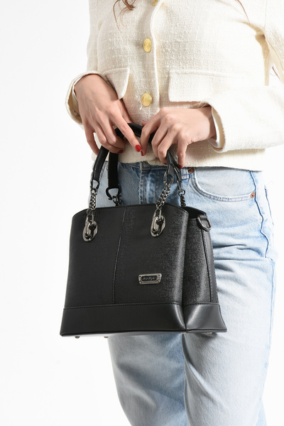 By Hakan Geantă de mână și de umăr din nubuc neagră pentru femei JN-802