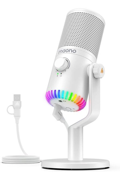 MAONO Gaming USB Microphone, Programmable PC Computer Condenser Mic for Strea...
