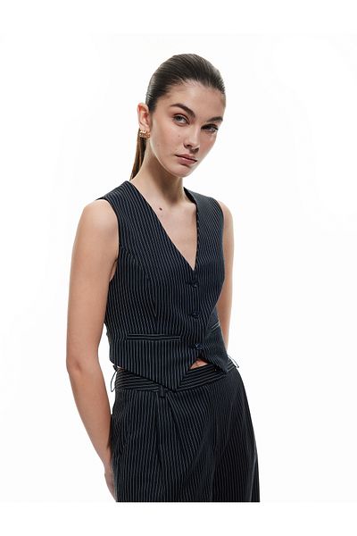 Koton Slim Fit V-Neck Sleeveless Buttoned Suit Vest