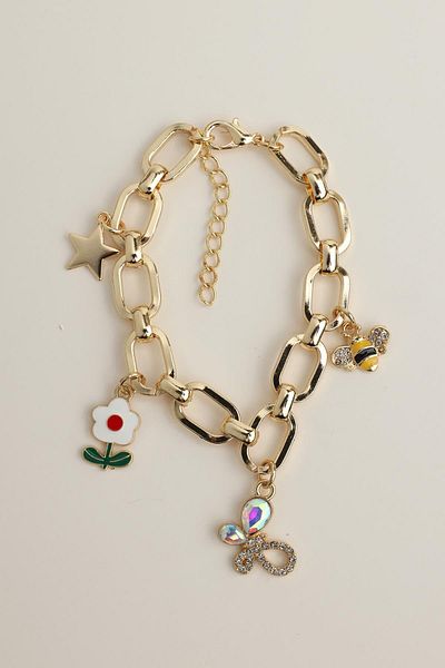 Modex Flower Butterfly Bee Figured Chain Bracelet (17+5cm)