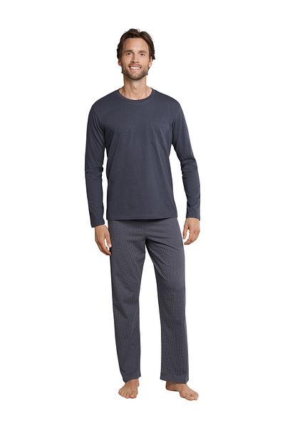Schiesser Pyjama Ebony Schlafanzug Pyjama Schlafmode Bequem