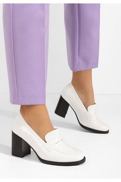 B T Shoes Mocasini cu toc Odesia albi