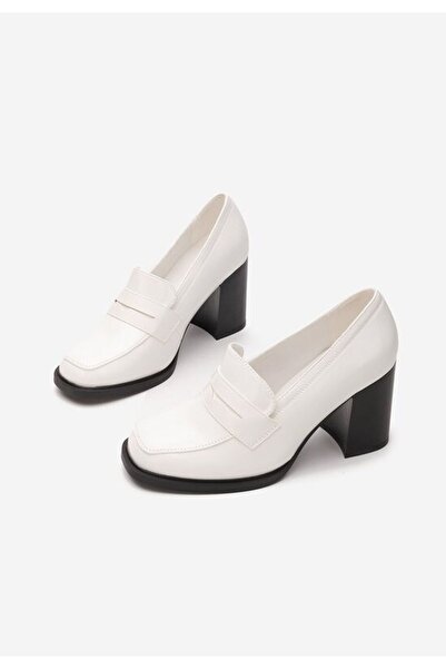 B T Shoes Mocasini cu toc Odesia albi