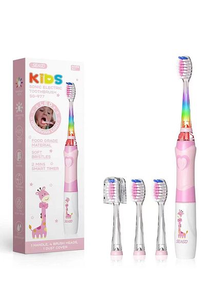 seago Kids Electric Toothbrushes Sonic Toothbrush, Soft Battery Powered Tooth Brush With Smart Timer