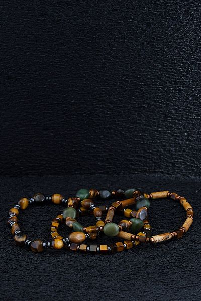 Ssilhoutte Doğaltaş Handcrafted Natural Stone Bracelet - Certified Jasper - Tortoiseshell - Hematite - Green - Gospel Energy