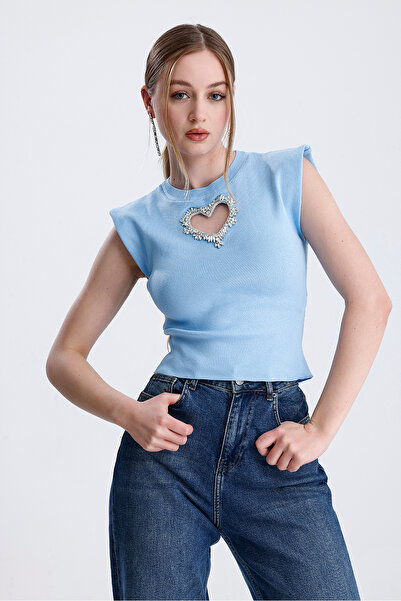 For Angels Crop μπλούζα με αξεσουάρ καρδιάς στο μπροστινό μέρος