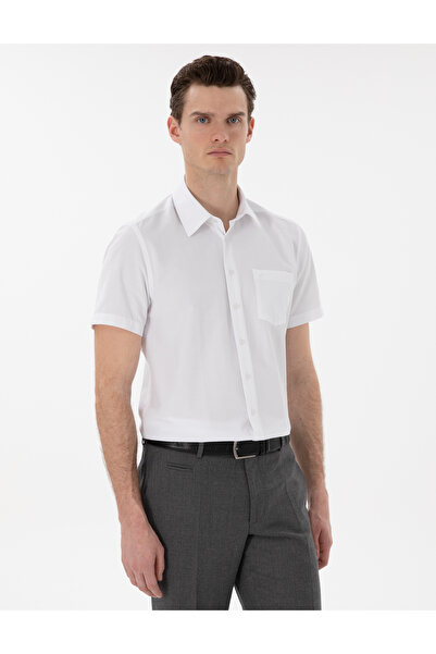 Pierre Cardin White Basic Regular Fit Short Sleeve Pocket Shirt 50303010-Vr013