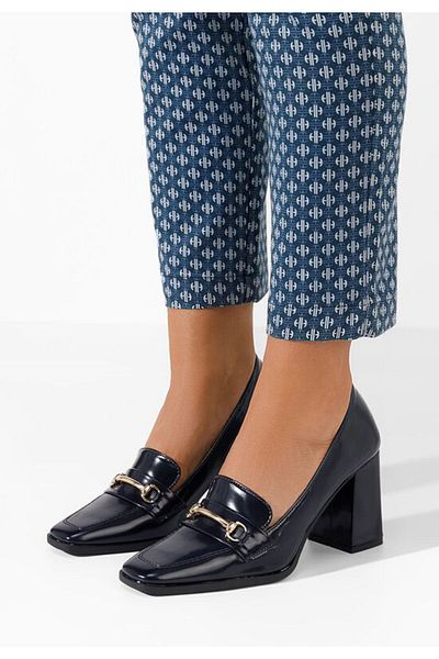 B T Shoes Mocasini cu toc Noriana navy