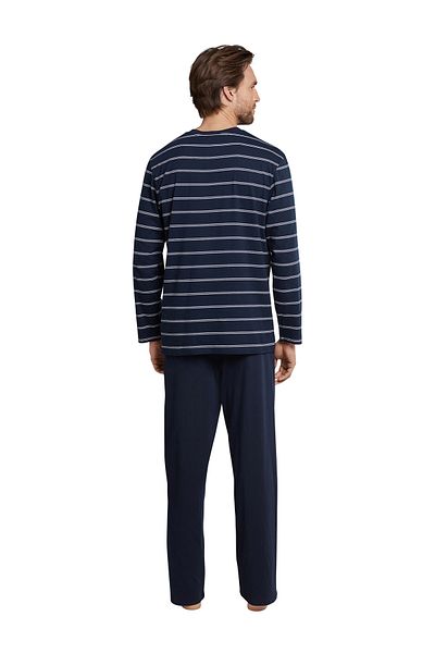 Schiesser Pyjama Dark Sapphire Schlafanzug Pyjama Schlafmode Bequem