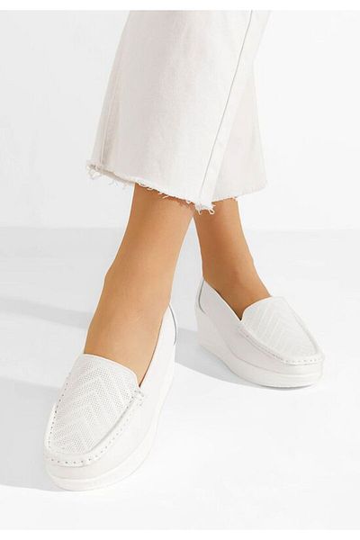 B T Shoes Mocasini dama piele Tangelo albi