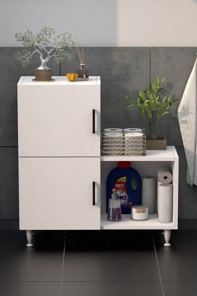 Moonlife 2 Kapaklı L Çok Amaçlı Banyo Dolabı Beyaz