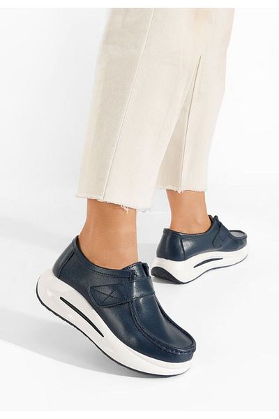 B T Shoes Mocasini cu platforma Alseida albastri