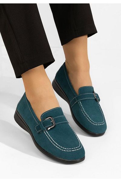 B T Shoes Women's leather loafers Bernara V2 green