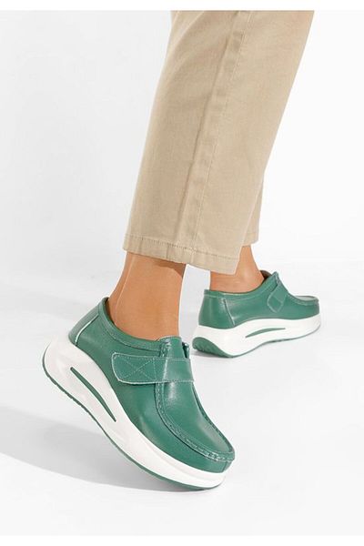 B T Shoes Women's green Alseida platform loafers