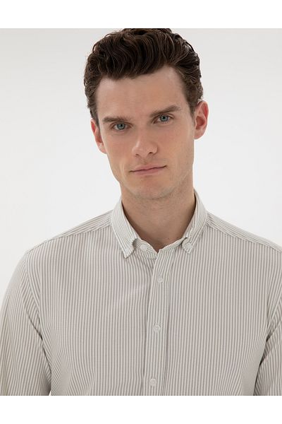 Pierre Cardin Çağla Slim Fit ριγέ μακρυμάνικο πουκάμισο 50301583-VR016