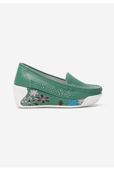 B T Shoes Green Havana platform loafers