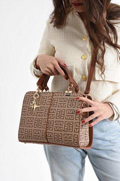 Miami Polo MİAMİ POLO 1188 ARDIÇ حقيبة يد نسائية حقيبة كروس 3 عيون فيزون-تان-...