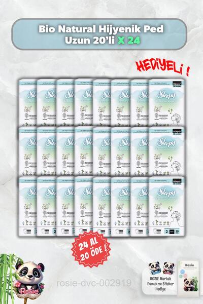 Sleepy اشتري 24 واحصل على 20 فوط صحية طويلة من سليبي 20 بيو ناتشورال وروزي