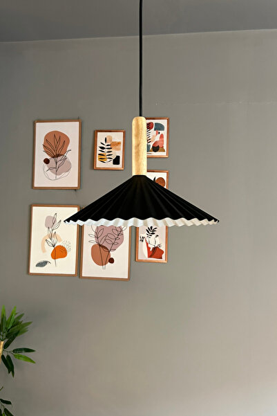 Bamyum Avilla Siyah Metal Avize Tekli Ahşap Kafa Rustik Cafe Mutfak Modern De...