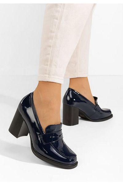 B T Shoes Mocasini cu toc Odesia albastri