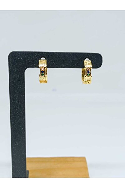 mama india alaçatı Gold Color Zircon Stone Modern Design Earrings No 8