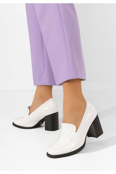 B T Shoes Mocasini cu toc Odesia albi