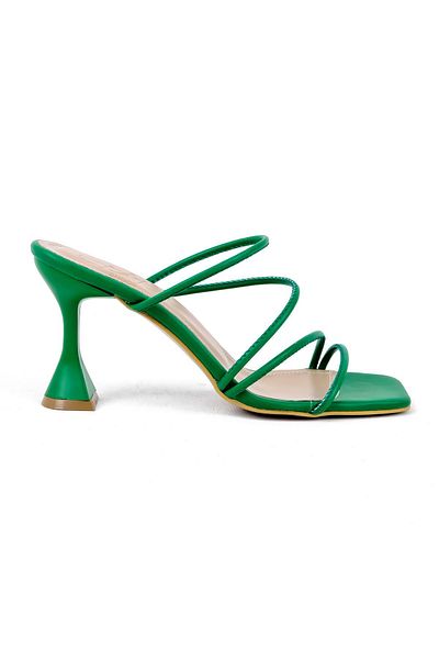 Lal Shoes & Bags Weather Women's Heeled Slippers with Rope Detail - green