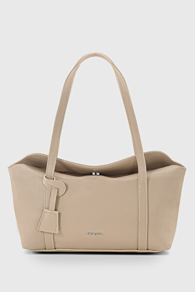 Housebags Krem Kapaklı Bowling Omuz Çantası 270