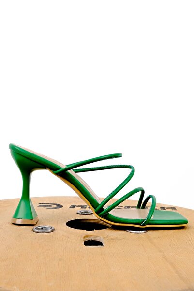 Lal Shoes & Bags Weather γυναικείες παντόφλες με τακούνι με σχοινί λεπτομέρεια-πράσινο