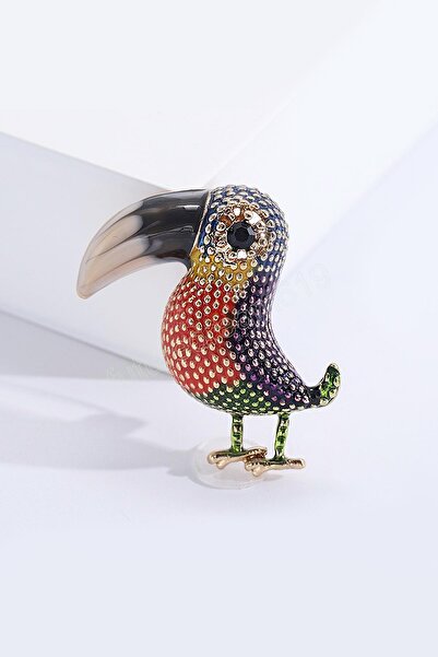 New Obsessions Renkli Tukan Kuşu Kadın Broş Yaka İğnesi