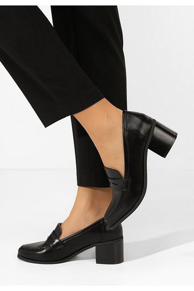 B T Shoes Mocasini cu toc Sereya negri