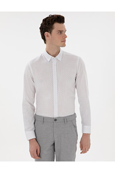 Pierre Cardin قميص رمادي بقصة ضيقة وأكمام طويلة 50301557-VR024