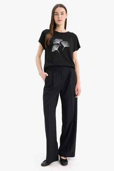 DeFacto Tricou cu mânecă scurtă cu imprimeu, cu decolteu rotund, sezon nou