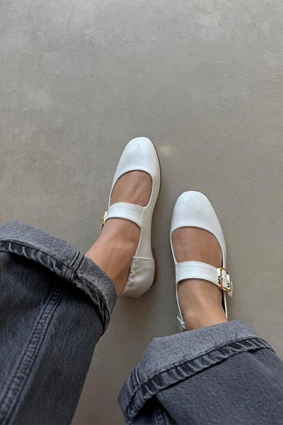 STRASWANS White Winny Women's Taste Leather Ballerinas