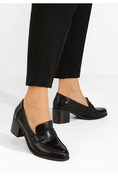 B T Shoes Mocasini cu toc Sereya negri