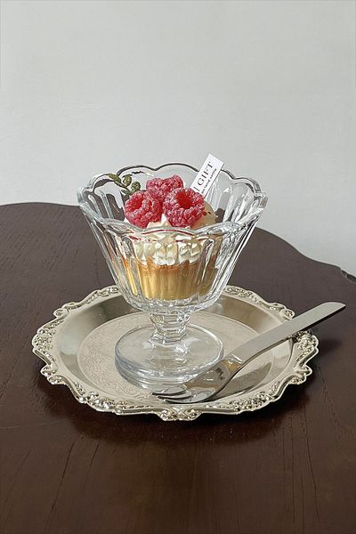 TrendDeco 6-Piece Standing Glass Bowl Ice Cream Magnolia Pudding
