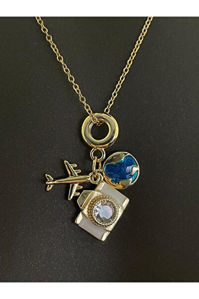 rosshine Kadın Çelik Dünya Uçak Seyahat Kolye