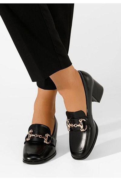 B T Shoes Mocasini cu toc Ixea negri
