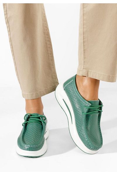 B T Shoes Melodisa green genuine leather loafers