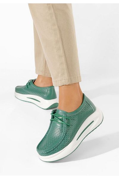 B T Shoes Melodisa green genuine leather loafers