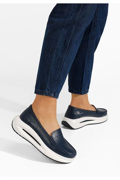 B T Shoes Mocasini cu platforma Laurea navy