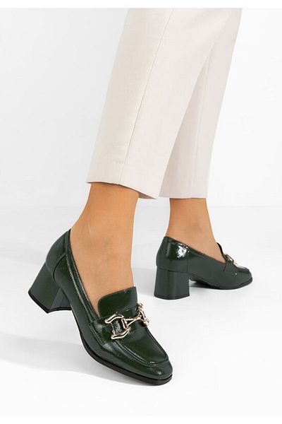 B T Shoes Alyla green heeled loafers