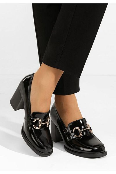 B T Shoes Black Efora heeled loafers