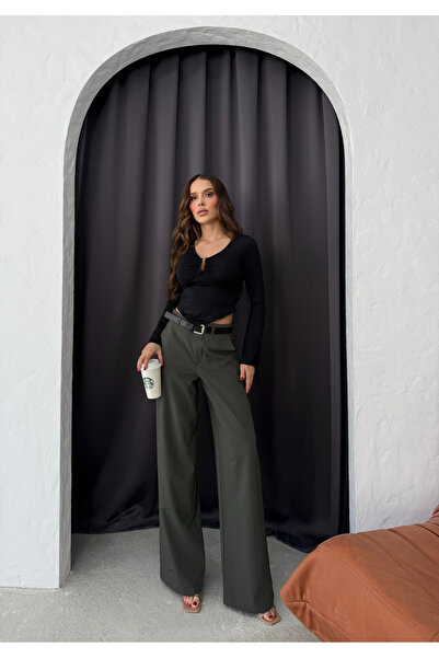 RESSHO Haki Kemerli Pantolon