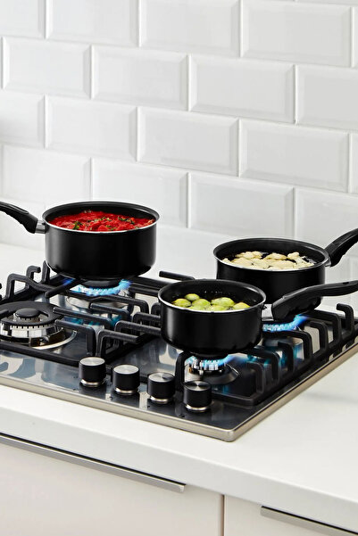 Binbirreyon Sauce Pot Set 3 Pieces Teflon Pot 1X1,5X2Lt Rb030