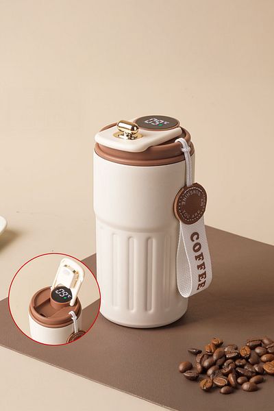 Vadi Stainless Steel Heat Insulated Thermos Mug with Digital Temperature Display 400 ml