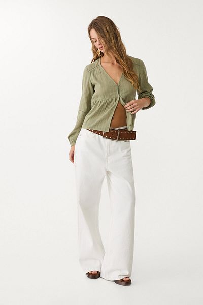 Stradivarius Flowing blouse with lace trims
